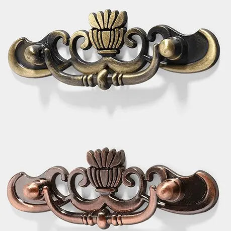JAYA Antique Metal Drop Bail Cabinet Pull Handles Vintage Brass Finish for Kitchen Drawer Dresser Wardrobe Furniture