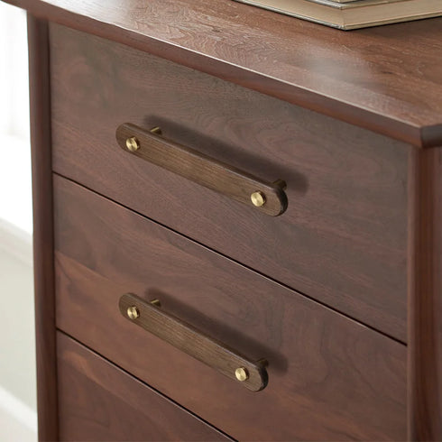 JAYA Solid American Walnut Cabinet Handles Drawer Pulls and Knobs with Brass Accents for Kitchen Wardrobe Cupboard Furniture