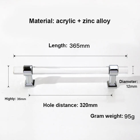 JAYA Durable Decorative Handle Hardware Acrylic Serving Tray Handles Silver Clear Acrylic Tray Handle