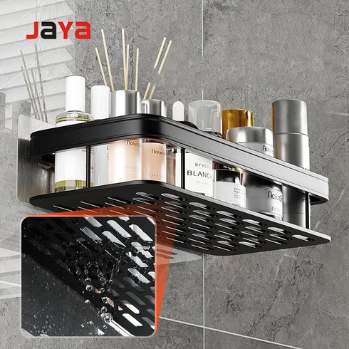 JAYA Modern Aluminum Alloy Toilet Furniture Hardware Rack Free Punch Suction Cup Wall Mounted Washstand Supplies Bathroom