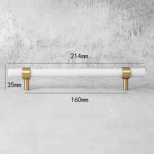 JAYA Luxury Marble and Brass Cabinet Handles Green White T Bar Pulls Knobs for Kitchen Cabinets Drawers and Wardrobes