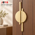 JAYA Brass Finish Zinc Alloy Semicircle Cabinet Handles Pair Mounted Half Moon Pulls for Kitchen Wardrobe Drawer Door Furniture