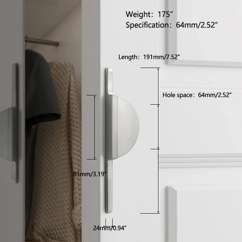 JAYA Minimalist Zinc Alloy Semicircle Splice Multi-Function Cabinet Pull Handles for Drawer Double Door Kitchen Wardrobe