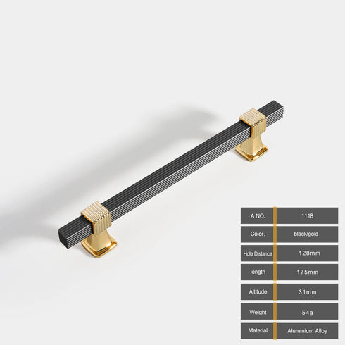 JAYA Black Gold Fluted Cabinet Pull Handles Modern Ribbed Bar Drawer Wardrobe Cupboard Kitchen Furniture Hardware Multiple Sizes