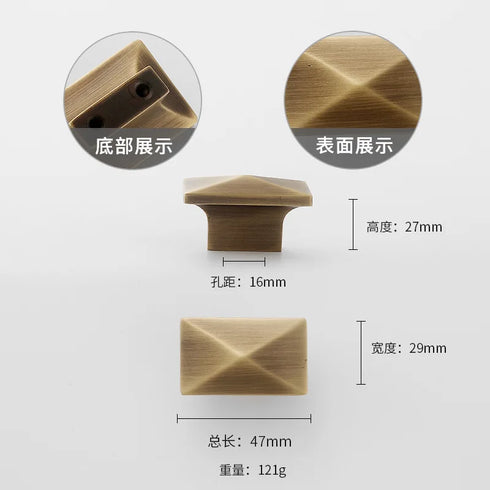 JAYA 2025 Retro Single Hole Solid Brass Wardrobe Handle Modern All-Copper All-Copper Square Cabinet Door Knobs
