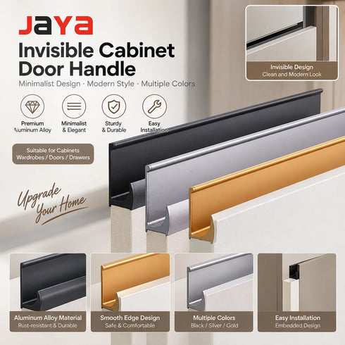 Invisible Cabinet Door Handle Minimalist Cabinet Cabinet Handle Embedded Aluminum Alloy Dark Turn Wardrobe Door Long Handle