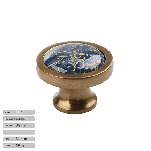 JAYA High Quality Ceramic Zinc Alloy Handle American Style Cabinet Wardrobe Shoe Cabinet Drawer Kitchen Door Single Hole