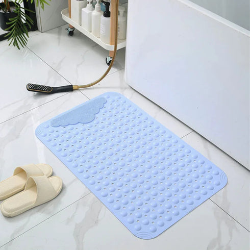 JAYA Rectangular Non Slip Bath Mat with Drainage Holes Massage Shower Floor Pad for Bathroom Bathtub Hotel and Home Use