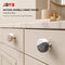 JAYA Modern Two Tone Natural Marble Cabinet Knobs with Solid Brass Base for Kitchen Drawer Dresser Wardrobe Furniture