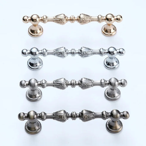 JAYA Classical Zinc Alloy Cabinet Handles Antique Brass Decorative Drawer Pulls Retro Pendant Knobs for Kitchen Bedroom
