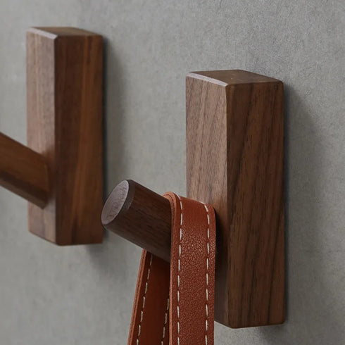 JAYA New Style Walnut Wood Coat Hook for Home Kitchen Solid Wood Entrance Wall Hanging High-End Punch-Free Door Back