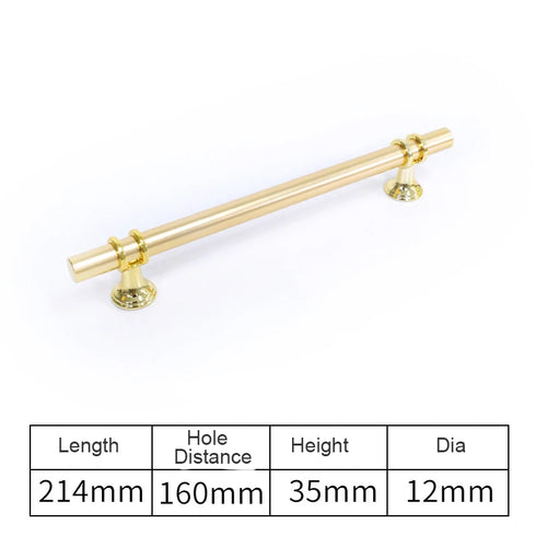 JAYA Polished Gold Aluminum Fluted Cabinet Pull Handle Two Hole Drawer Handle for Kitchen Wardrobe Furniture