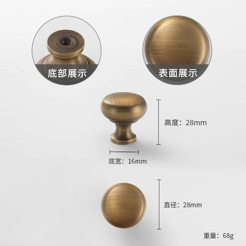 JAYA 2025 Retro Single Hole Solid Brass Wardrobe Handle Modern All-Copper All-Copper Square Cabinet Door Knobs