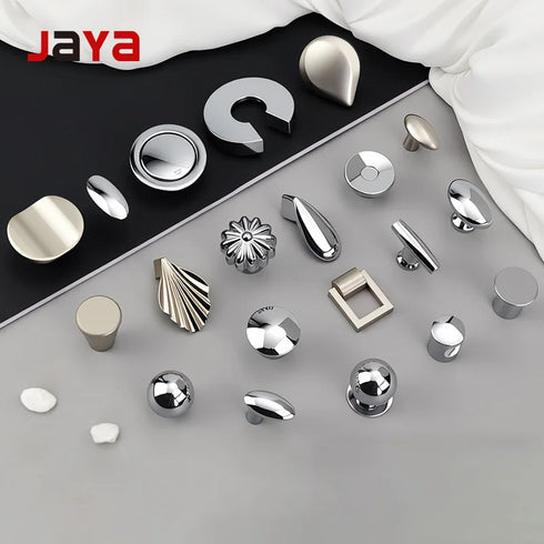 JAYA Furniture Hardware Modern Simple Semicircular Silver Pulls Wardrobe Door Knobs Zinc Alloy Handle