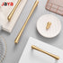 JAYA Brushed Gold Brass Cabinet Handles Modern Round Wardrobe Drawer Pulls and Knobs