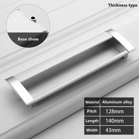 JAYA Modern Aluminum Alloy Recessed Cabinet Handles Black Silver Flush Finger Pulls for Kitchen Drawers Wardrobes Furniture