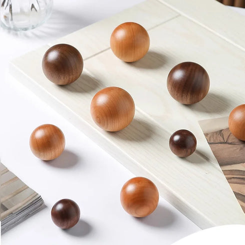 JAYA Round Wooden Cabinet Knobs Natural Wood Drawer Pulls for Wardrobe Cupboard Dresser Furniture