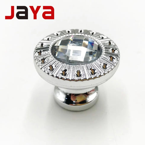 JAYA Factory Wholesale Furniture Bathroom Diamond Luxury Kitchen Bling Drawer Knob Cabinet Chrome Crystal Handle Door Knob