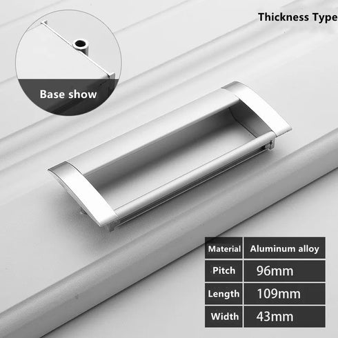 JAYA Modern Aluminum Alloy Recessed Cabinet Handles Black Silver Flush Finger Pulls for Kitchen Drawers Wardrobes Furniture