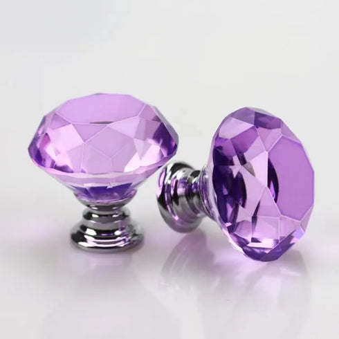 JAYA 30mm Clear Faceted Crystal Glass Cabinet Knob with Silver Base for Dresser Drawer Kitchen Dining Room Furniture