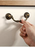 JAYA Antique Metal Drop Bail Cabinet Pull Handles Vintage Brass Finish for Kitchen Drawer Dresser Wardrobe Furniture