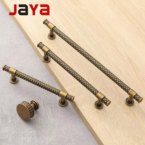 JAYA Antique Bronze Textured Cabinet Handles and Knobs Retro Zinc Alloy Drawer Pulls for Wardrobe Wine Cabinet Furniture