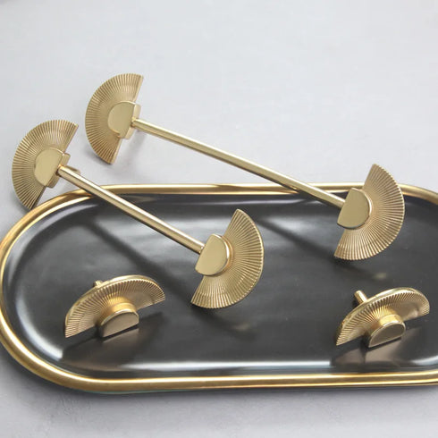 JAYA Luxury Golden Brass Cabinet Handles and Knobs Fan-Shaped Drawer Pulls for Cupboard Wardrobe Furniture