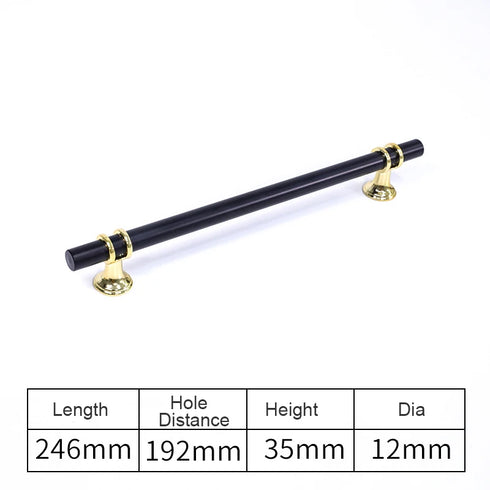 JAYA Polished Gold Aluminum Fluted Cabinet Pull Handle Two Hole Drawer Handle for Kitchen Wardrobe Furniture