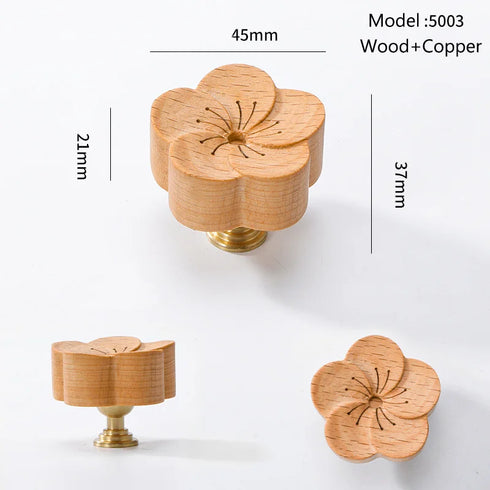 JAYA High Quality Wholesale Wooden Round Cabinet Knob with Vintage and Unique Cloud Flower Shape Door Knob