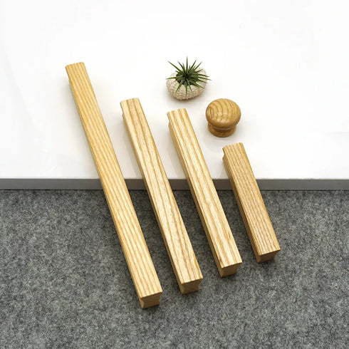 JAYA Modern Minimalist Solid Wood Cabinet Handles and Round Knobs Custom Wooden Drawer Pulls for Kitchen Cupboard Wardrobe