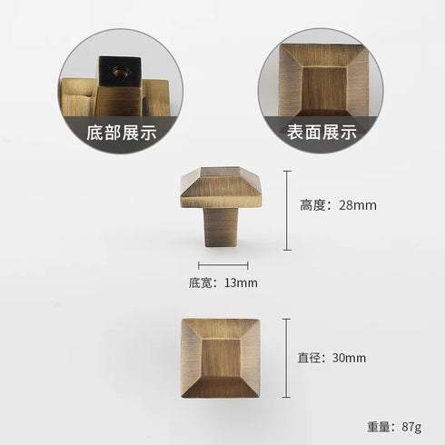 JAYA 2025 Retro Single Hole Solid Brass Wardrobe Handle Modern All-Copper All-Copper Square Cabinet Door Knobs