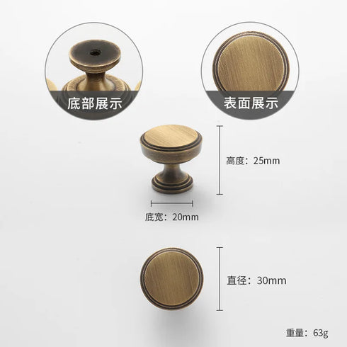 JAYA 2025 Retro Single Hole Solid Brass Wardrobe Handle Modern All-Copper All-Copper Square Cabinet Door Knobs