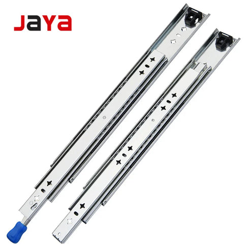 JAYA 45mm Three-Section Locking Heavy Duty Steel Telescopic Drawer Slides for Industrial Cabinets Kitchen & Hotel Use