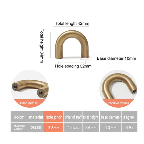 JAYA Solid Brass Yellow Bronze Cabinet Pull Handles French Retro Minimalist Long Round Bar for Wardrobe Doors Drawers