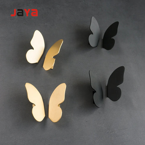 JAYA Wholesale Nordic Brass Handle Custom Metal butterfly Shape Wardrobe Cabinet Handle