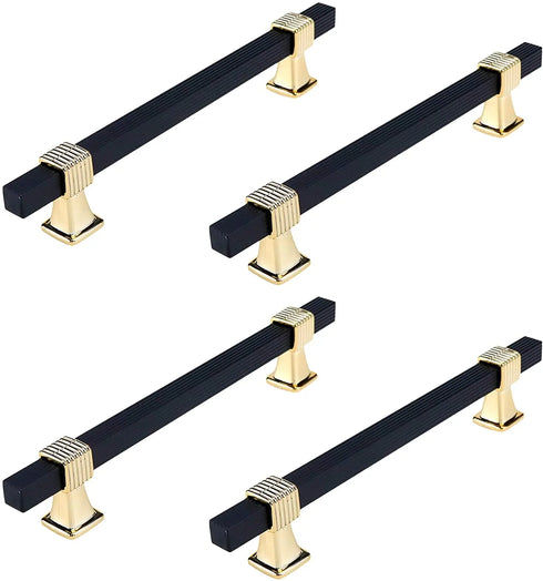 JAYA Black Gold Fluted Cabinet Pull Handles Modern Ribbed Bar Drawer Wardrobe Cupboard Kitchen Furniture Hardware Multiple Sizes