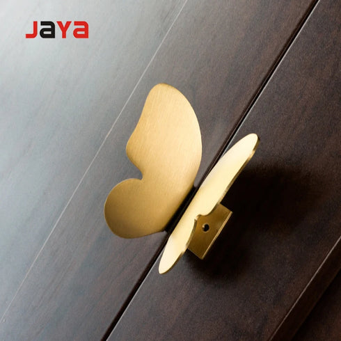 JAYA Wholesale Nordic Brass Handle Custom Metal butterfly Shape Wardrobe Cabinet Handle
