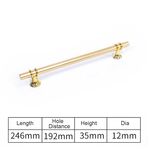 JAYA Polished Gold Aluminum Fluted Cabinet Pull Handle Two Hole Drawer Handle for Kitchen Wardrobe Furniture