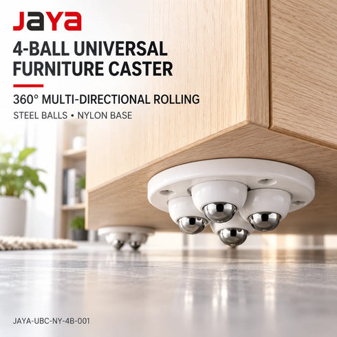 JAYA Mini Universal 4-Ball Transfer Caster with Steel Rollers and Nylon Base for Furniture Storage Boxes