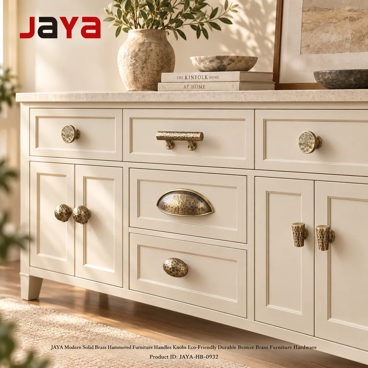 JAYA Modern Solid Brass Hammered Furniture Handles Knobs Eco-Friendly Durable Bronze Brass Furniture Handle Knobs