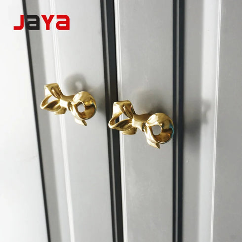 JAYA European Style Bowknot Handle Cabinet Bow Brass Handle Wardrobe Drawer Brass Knobs