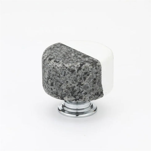 JAYA Modern Two Tone Natural Marble Cabinet Knobs with Solid Brass Base for Kitchen Drawer Dresser Wardrobe Furniture