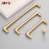 JAYA Brushed Gold Brass Cabinet Handles Modern Round Wardrobe Drawer Pulls and Knobs