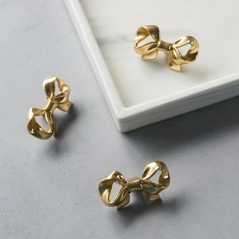 JAYA European Style Bowknot Handle Cabinet Bow Brass Handle Wardrobe Drawer Brass Knobs