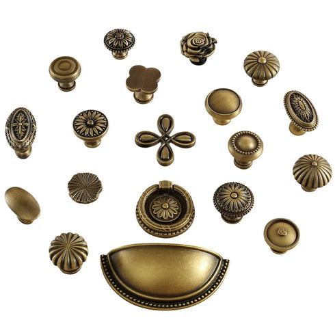 JAYA Antique Bronze Solid Brass Cabinet Handles Wardrobe Pull Cupboard Door Knob Kitchen Accessories Retro Furniture Hardware