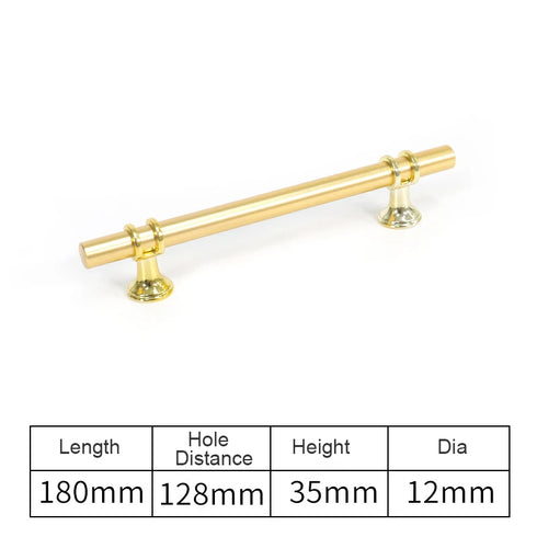 JAYA Polished Gold Aluminum Fluted Cabinet Pull Handle Two Hole Drawer Handle for Kitchen Wardrobe Furniture
