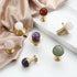 JAYA Nordic Natural Stone Ball Cabinet Knobs with Brass Base Single Hole Drawer Pulls for Dresser Wardrobe Shoe Cabinet