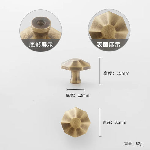 JAYA 2025 Retro Single Hole Solid Brass Wardrobe Handle Modern All-Copper All-Copper Square Cabinet Door Knobs
