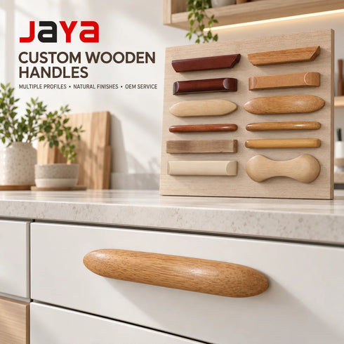 JAYA Factory Direct Custom Wooden Cabinet Handles Modern Drawer Pulls for Kitchen Wardrobe Bedroom Furniture Doors OEM