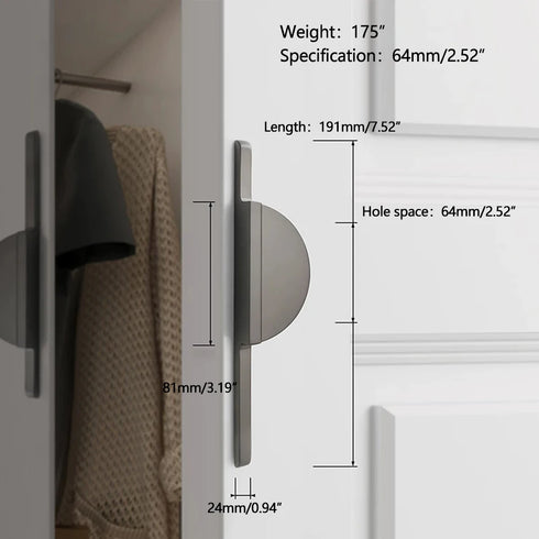 JAYA Minimalist Zinc Alloy Semicircle Splice Multi-Function Cabinet Pull Handles for Drawer Double Door Kitchen Wardrobe